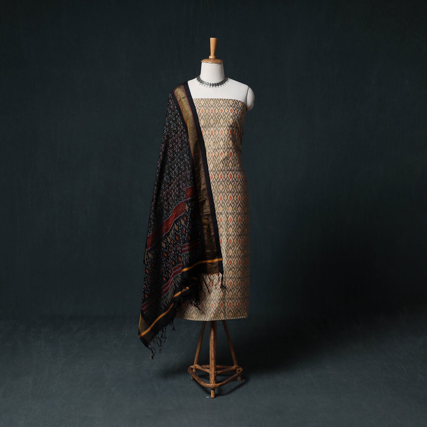 Pochampally Ikat Handwoven Sico 2pc Unstitched Dress Material Kurta Set 64