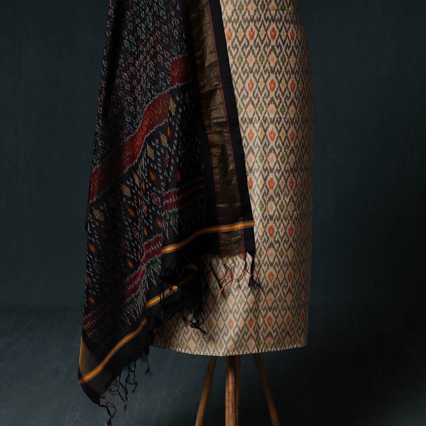 Pochampally Ikat Handwoven Sico 2pc Unstitched Dress Material Kurta Set 64