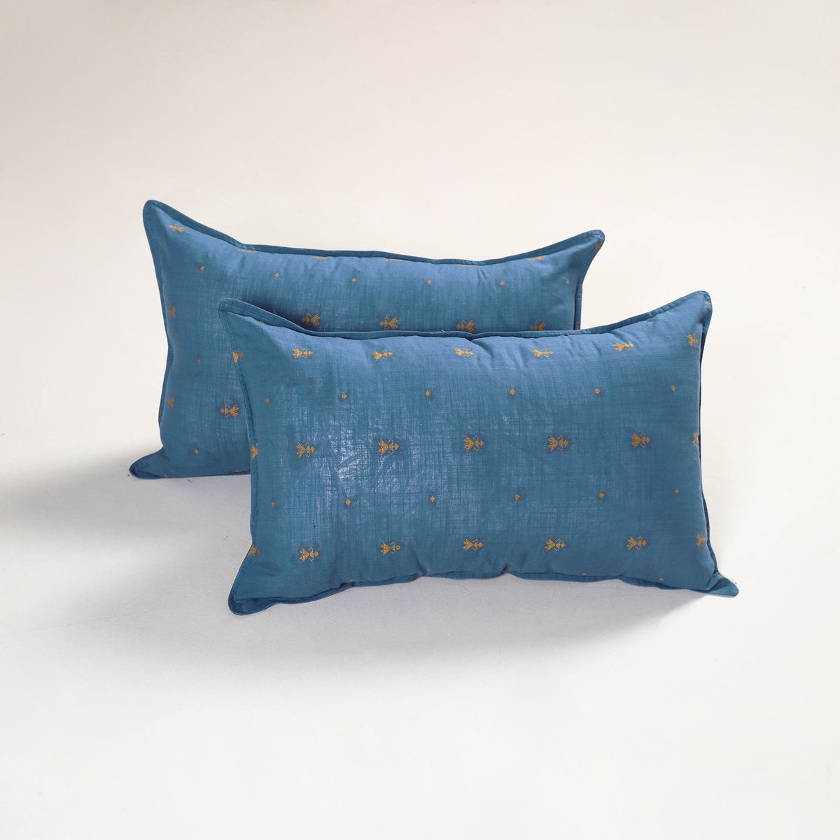 Blue - jacquard pillow covers (set of 2) 92 - handcrafted