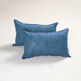 Blue - jacquard pillow covers (set of 2) 92 - handcrafted