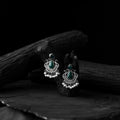 Green - saanjh bela lotus oxidised earrings - handcrafted
