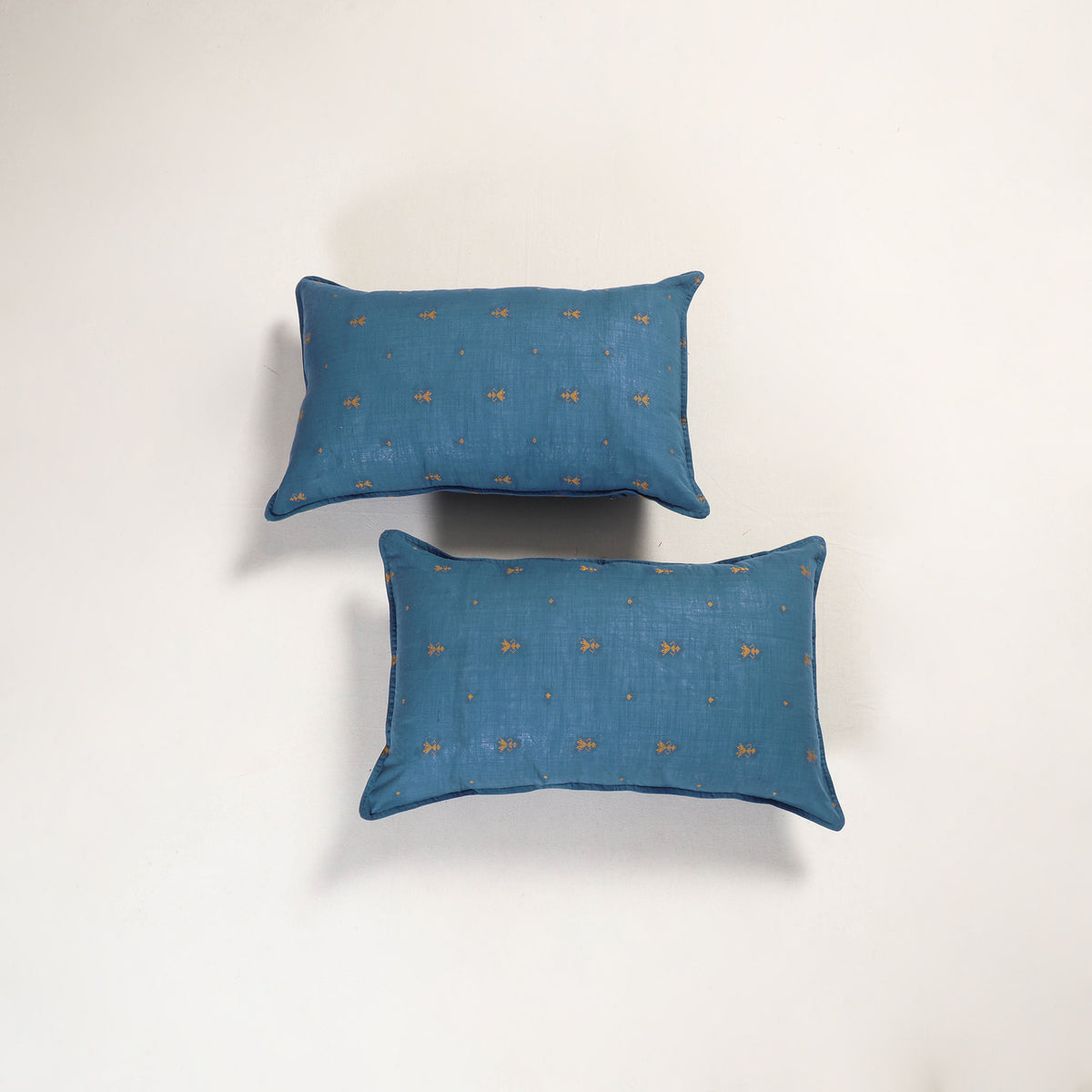 Blue - jacquard pillow covers (set of 2) 92 - handcrafted
