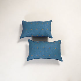 Blue - jacquard pillow covers (set of 2) 92 - handcrafted
