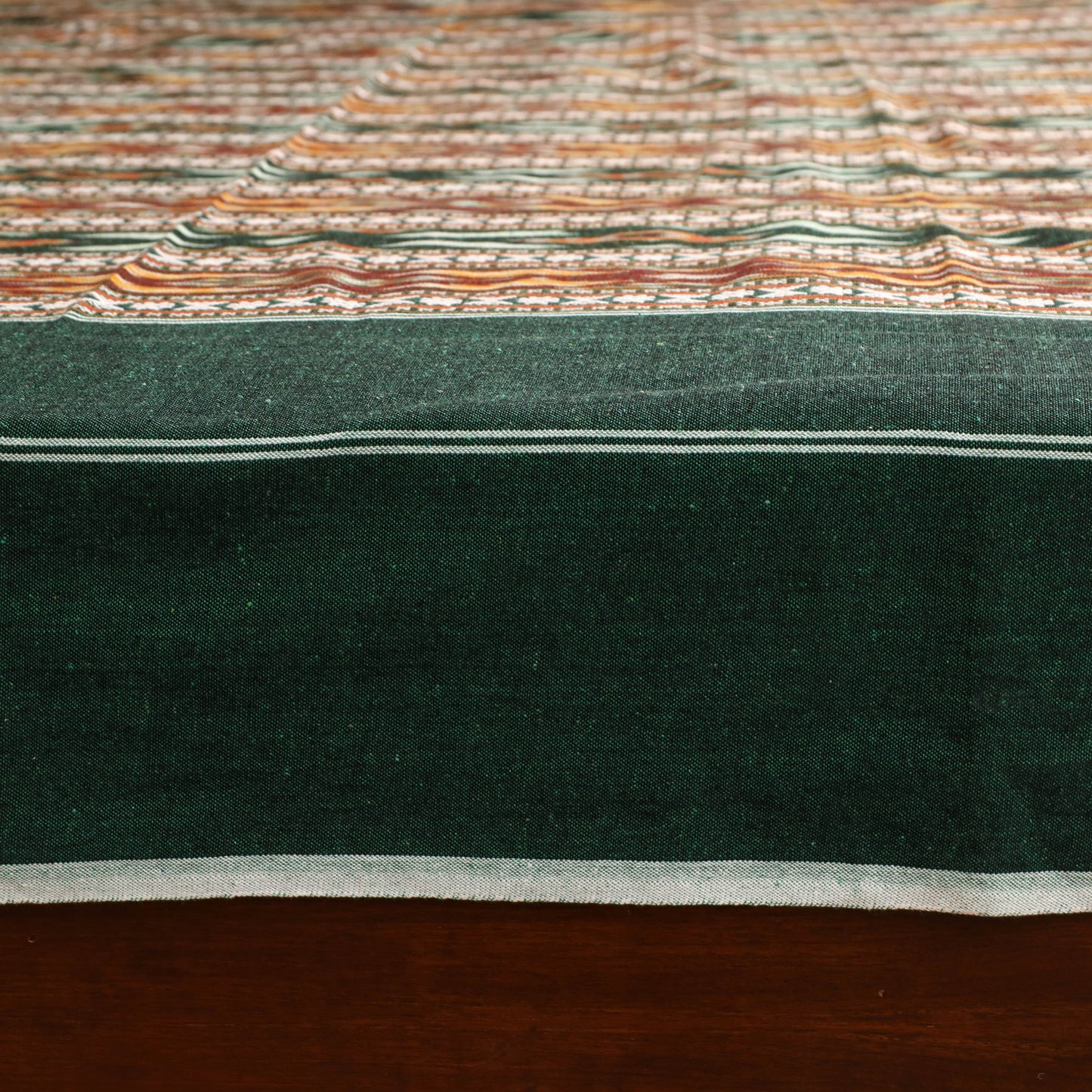 Green - Pochampally Dabi Ikat Cotton Double Bedsheet Set (108 x 90 in) 03