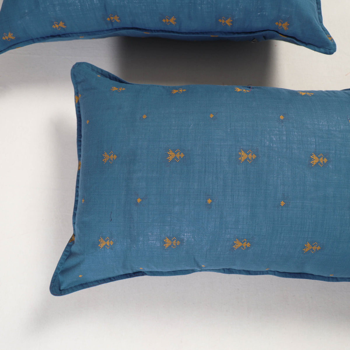 Blue - jacquard pillow covers (set of 2) 92 - handcrafted