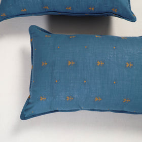 Blue - jacquard pillow covers (set of 2) 92 - handcrafted