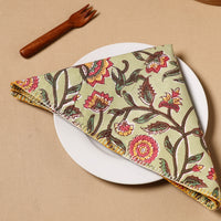 Floral Block Print Cotton Hand Embroidery Table Napkin 10