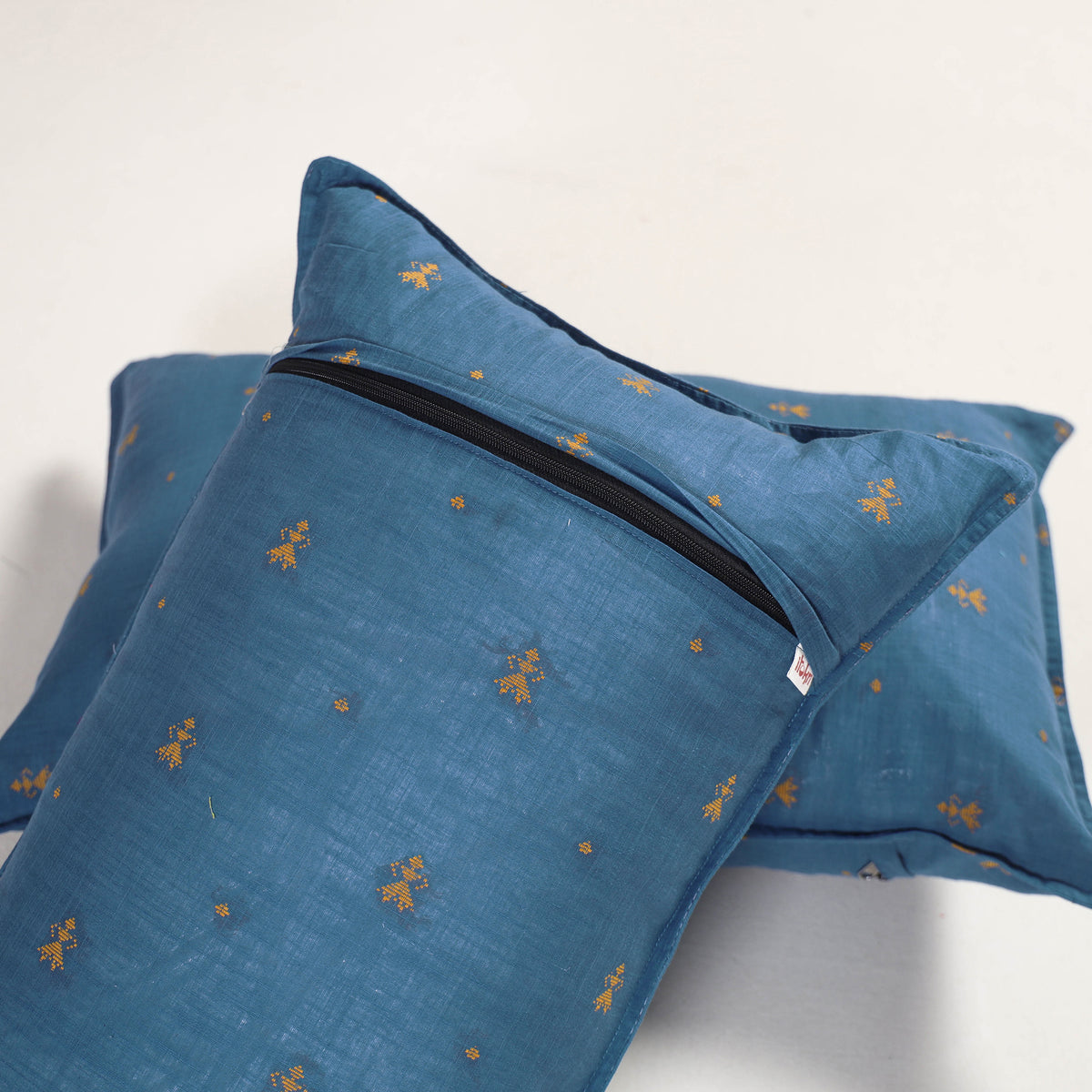 Blue - jacquard pillow covers (set of 2) 92 - handcrafted