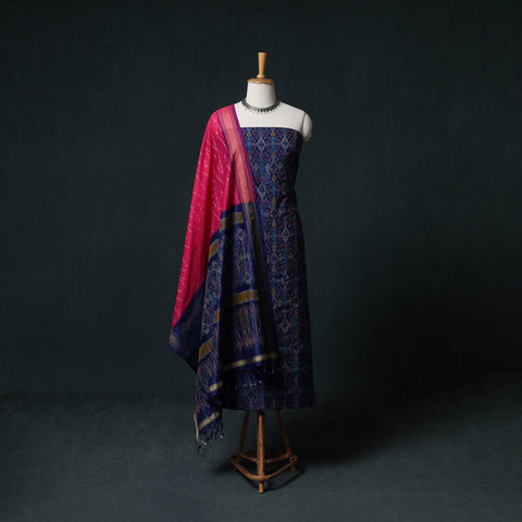 Pochampally Ikat Handwoven Sico 2pc Unstitched Dress Material Kurta Set 66