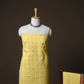 Applique Cutwork Cotton Unstitched Dress Material: Kurta, Bottom & Dupatta 17