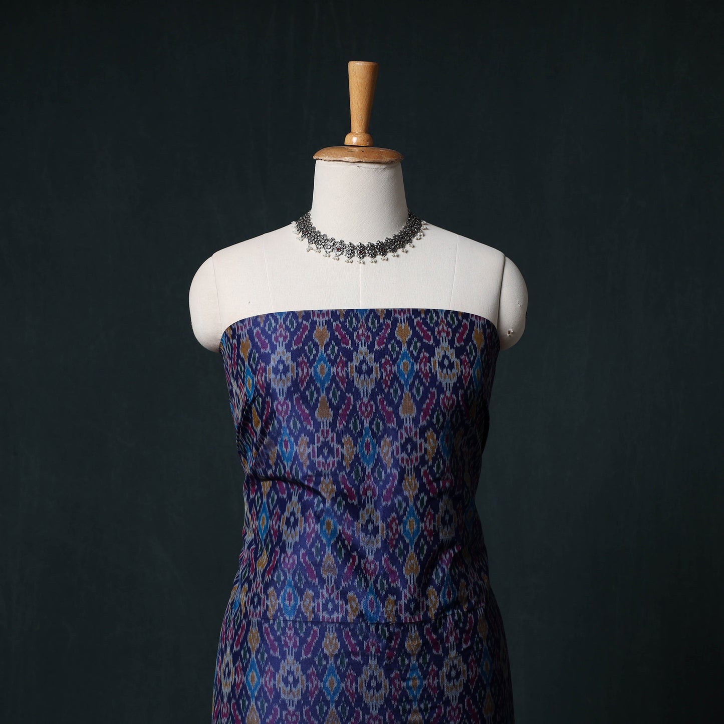 Pochampally Ikat Handwoven Sico 2pc Unstitched Dress Material Kurta Set 66