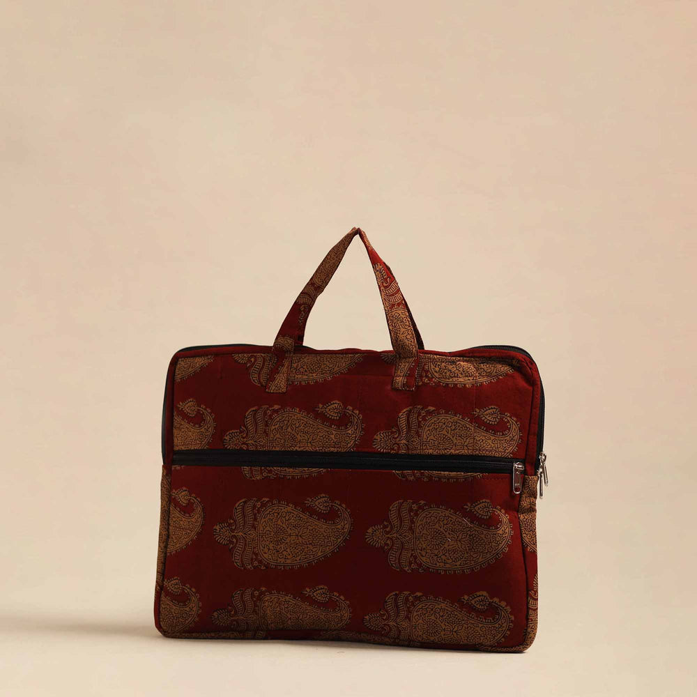 Red - Handmade Quilted Cotton Laptop Bag 35