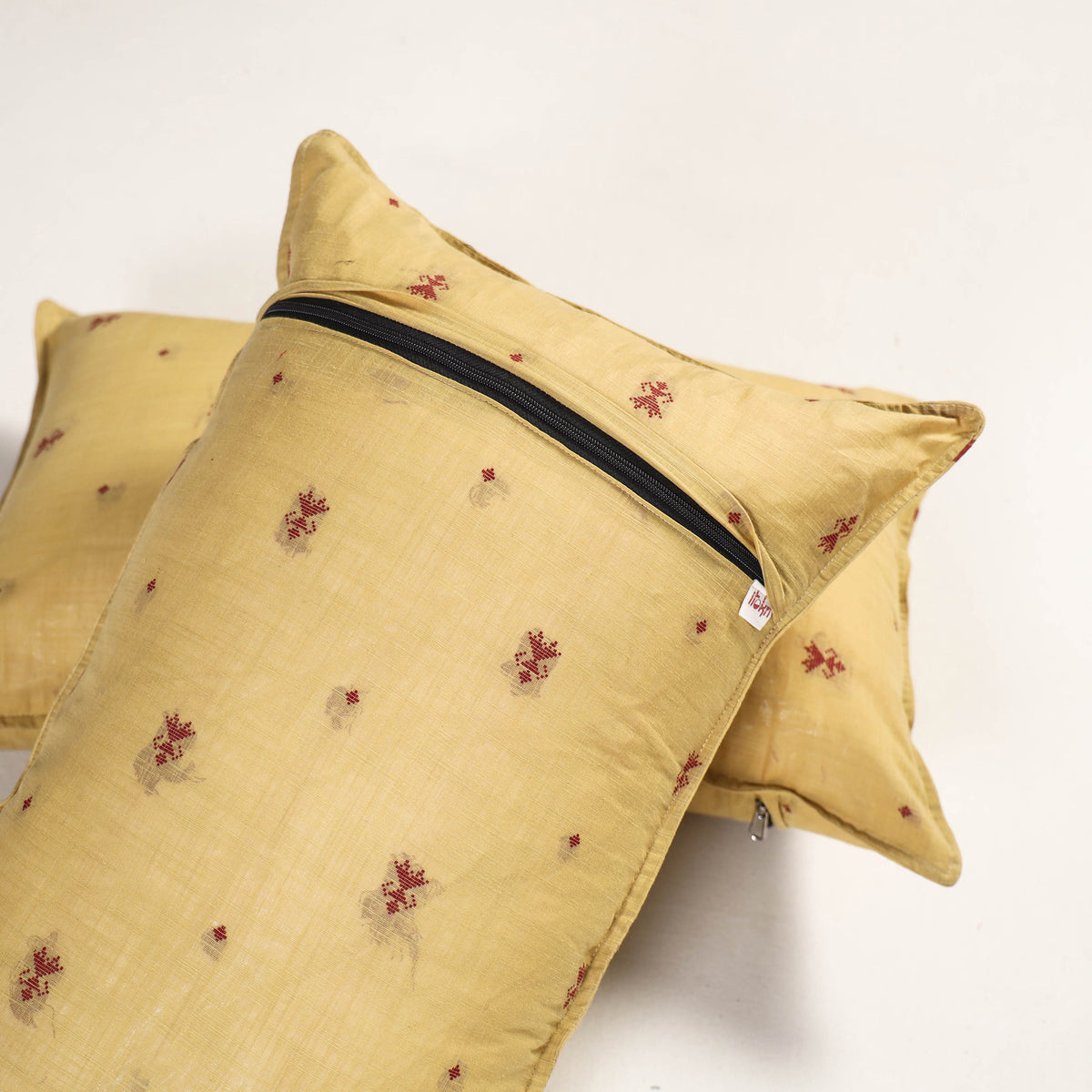 Beige - jacquard pillow covers (set of 2) 94 - handcrafted