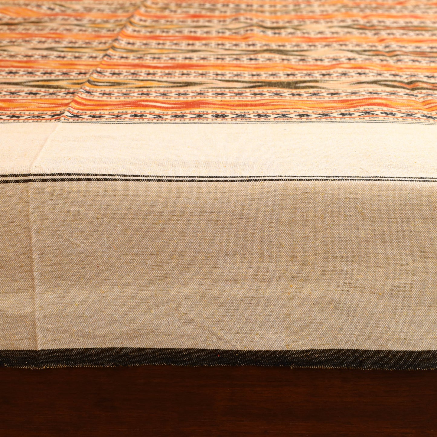 Orange - Pochampally Dabi Ikat Cotton Double Bedsheet Set (108 x 90 in) 04