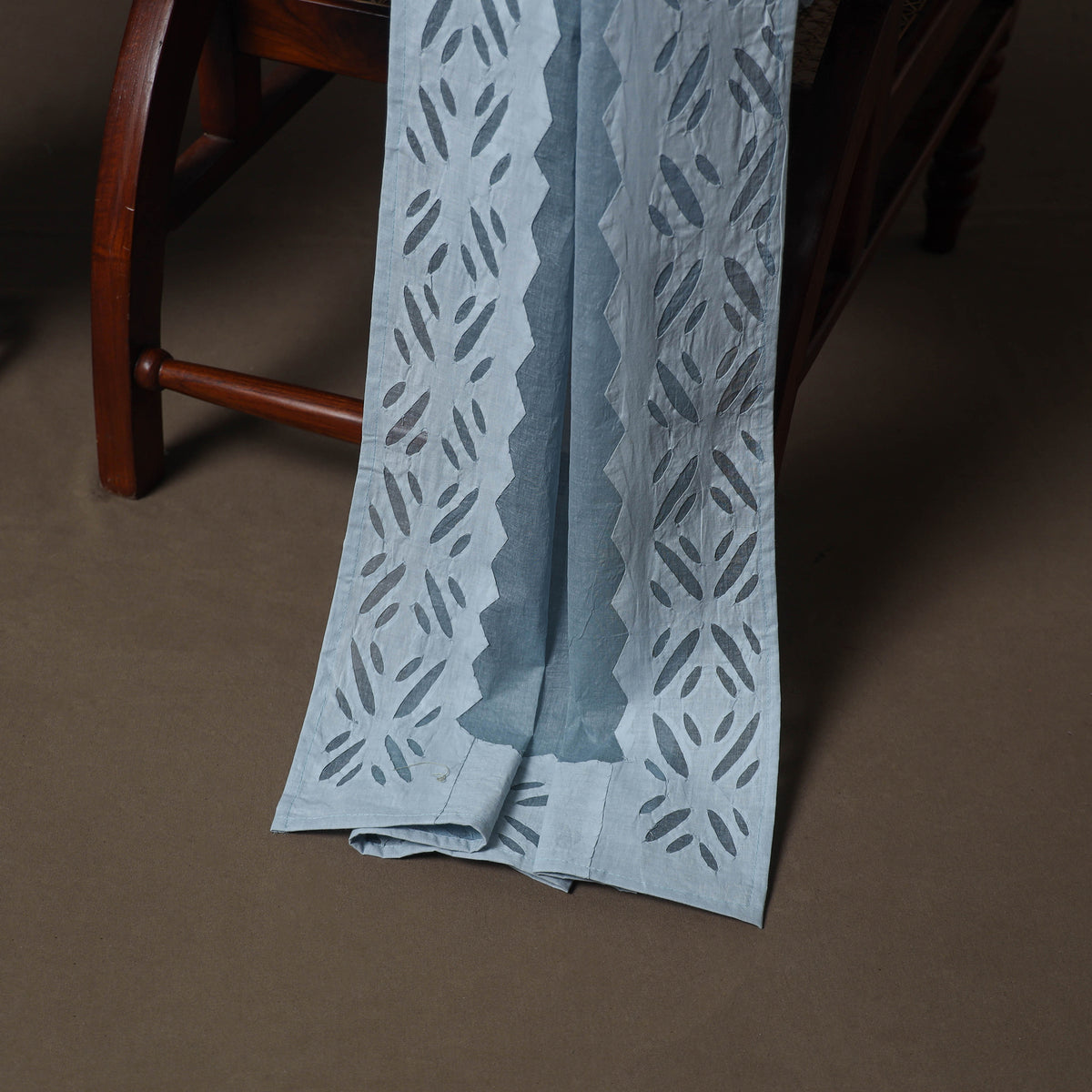 Applique Cutwork Cotton Unstitched Dress Material: Kurta, Bottom & Dupatta 18