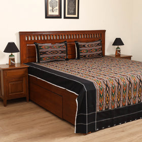 Black - Pochampally Dabi Ikat Cotton Double Bedsheet Set (108 x 90 in) 05