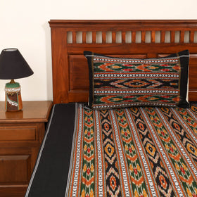 Black - Pochampally Dabi Ikat Cotton Double Bedsheet Set (108 x 90 in) 05
