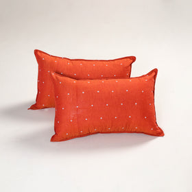Orange - jacquard pillow covers (set of 2) 96 - handcrafted