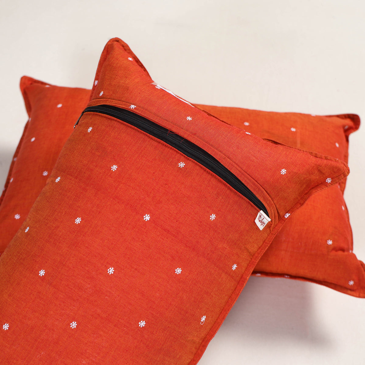 Orange - jacquard pillow covers (set of 2) 96 - handcrafted