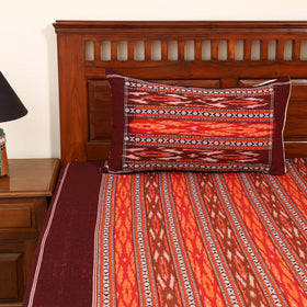 Maroon - Pochampally Dabi Ikat Cotton Double Bedsheet Set (108 x 90 in) 06