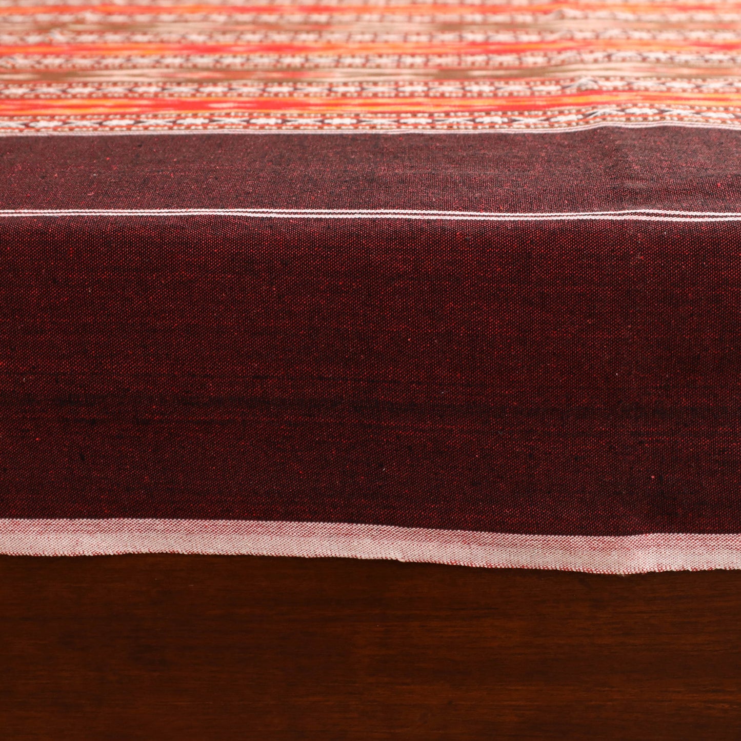 Maroon - Pochampally Dabi Ikat Cotton Double Bedsheet Set (108 x 90 in) 06