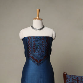 Bagh Hand Block Print Natural Dyed Chanderi Silk 3pc Unstitched Dress Material Suit Set 23