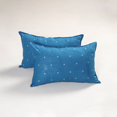 Blue - jacquard pillow covers (set of 2) 99 - handcrafted