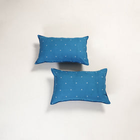 Blue - jacquard pillow covers (set of 2) 99 - handcrafted
