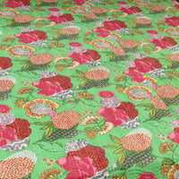 Green - Jaipur Print Double Tagai Kantha Bed Cover 01