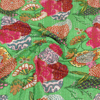 Green - Jaipur Print Double Tagai Kantha Bed Cover 01