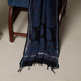 Bagh Hand Block Print Natural Dyed Chanderi Silk 3pc Unstitched Dress Material Suit Set 24