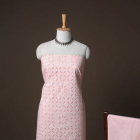 Applique Cutwork Cotton Unstitched Dress Material: Kurta, Bottom & Dupatta 22