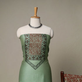 Bagh Hand Block Print Natural Dyed Chanderi Silk 3pc Unstitched Dress Material Suit Set 26