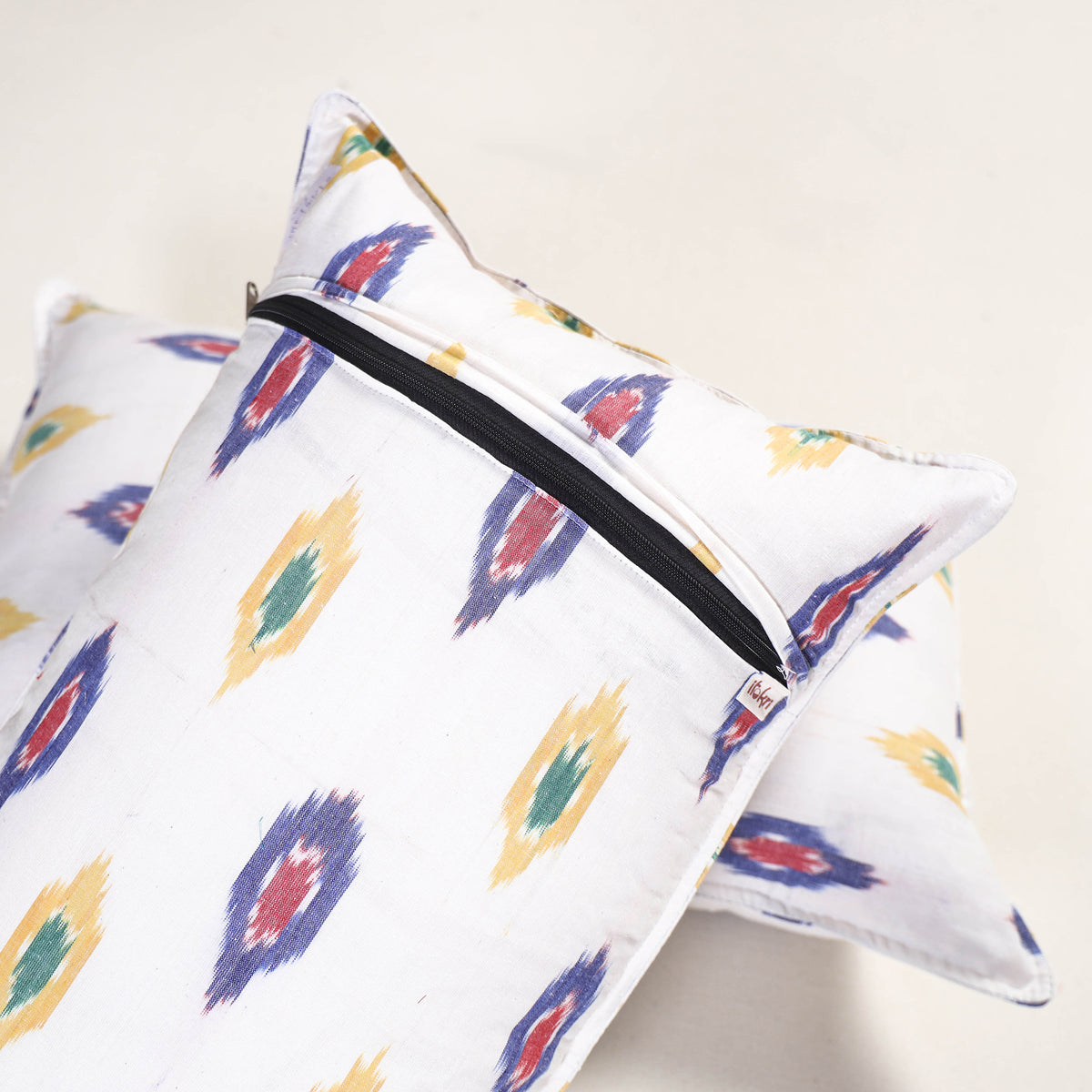 White - pochampally ikat pillow covers (set of 2) 101