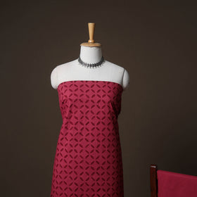 Applique Cutwork Cotton Unstitched Dress Material: Kurta, Bottom & Dupatta 23