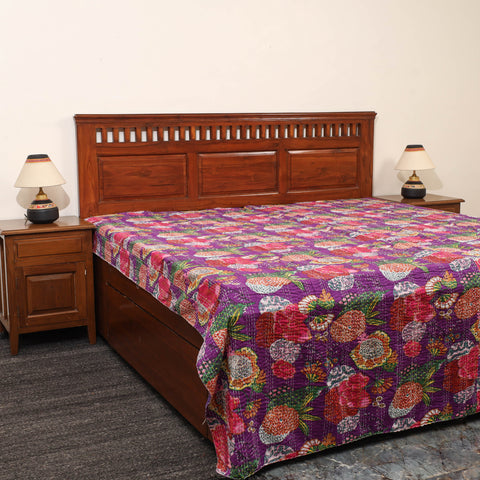 Purple - Jaipur Print Double Tagai Kantha Bed Cover 04