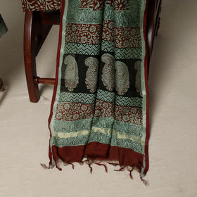 Bagh Hand Block Print Natural Dyed Chanderi Silk 3pc Unstitched Dress Material Suit Set 26