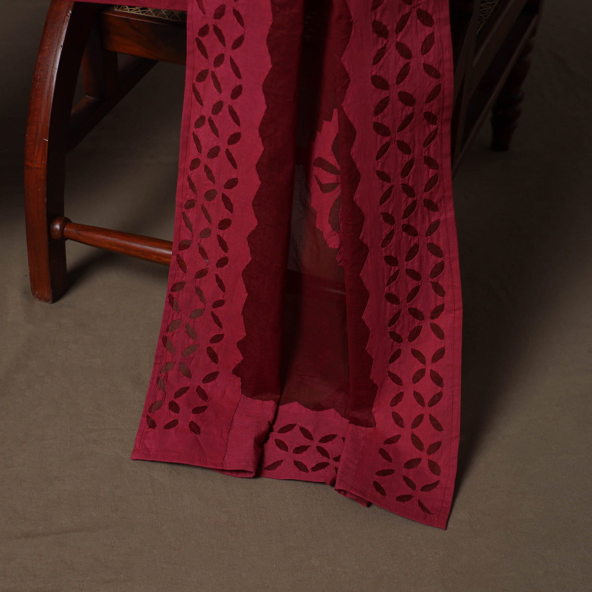 Applique Cutwork Cotton Unstitched Dress Material: Kurta, Bottom & Dupatta 23