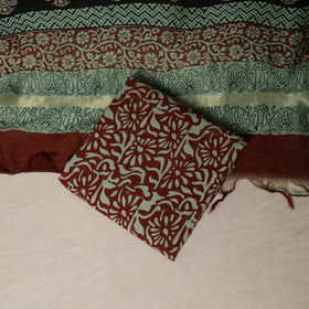 Bagh Hand Block Print Natural Dyed Chanderi Silk 3pc Unstitched Dress Material Suit Set 26