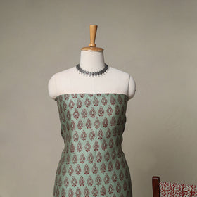 Bagh Hand Block Print Natural Dyed Chanderi Silk 3pc Unstitched Dress Material Suit Set 27