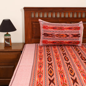 Peach - Pochampally Dabi Ikat Cotton Double Bedsheet Set (108 x 90 in) 14