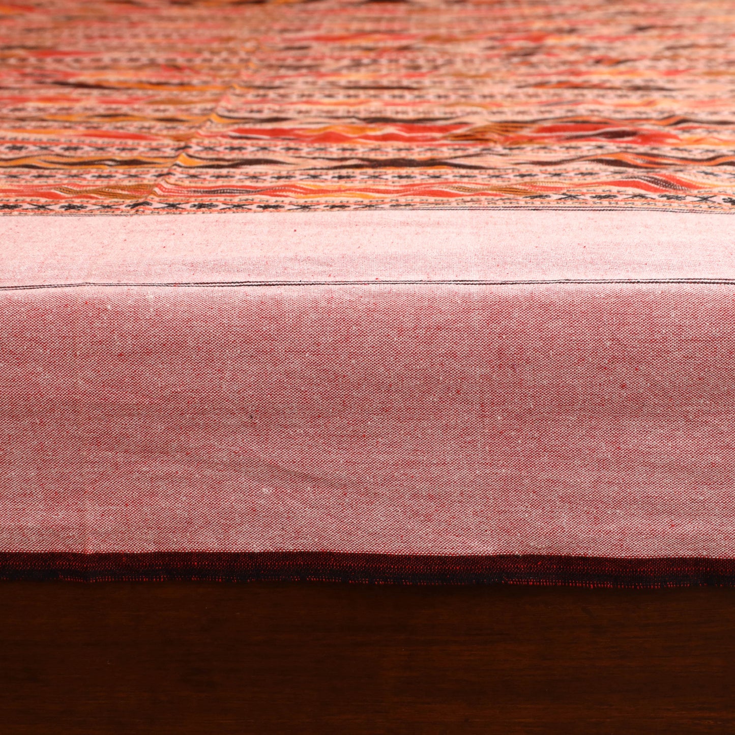 Peach - Pochampally Dabi Ikat Cotton Double Bedsheet Set (108 x 90 in) 14