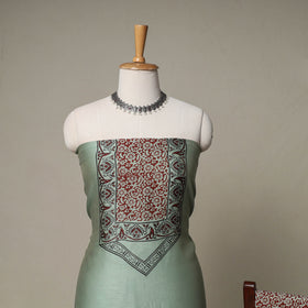 Bagh Hand Block Print Natural Dyed Chanderi Silk 3pc Unstitched Dress Material Suit Set 28