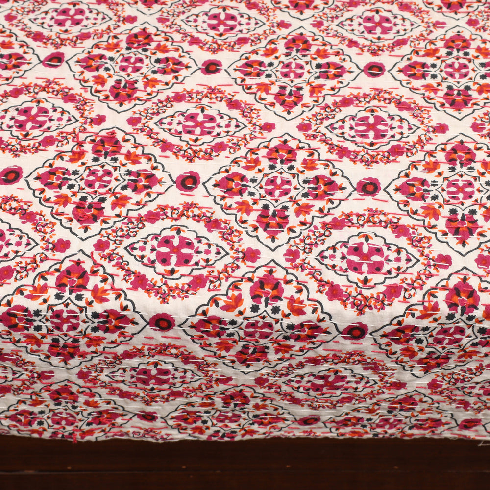 Multicolor - Jaipur Print Double Tagai Kantha Bed Cover 06