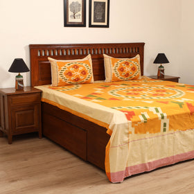 Yellow - Pochampally Ikat Cotton Double Bedsheet Set (108 x 90 in) 15