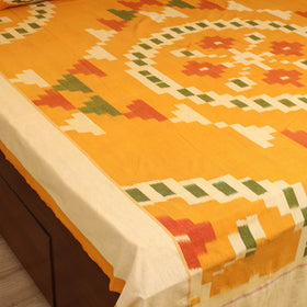 Yellow - Pochampally Ikat Cotton Double Bedsheet Set (108 x 90 in) 15