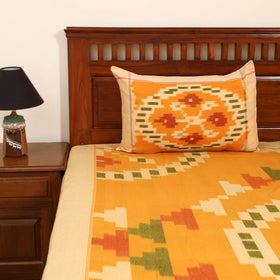 Yellow - Pochampally Ikat Cotton Double Bedsheet Set (108 x 90 in) 15