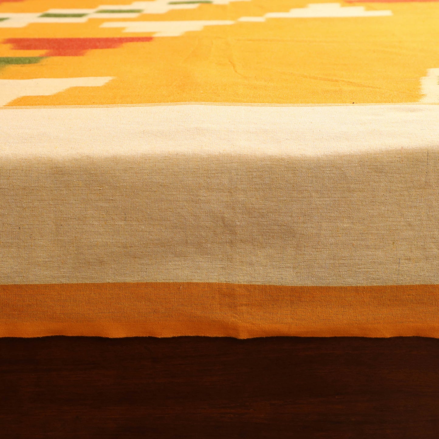 Yellow - Pochampally Ikat Cotton Double Bedsheet Set (108 x 90 in) 15