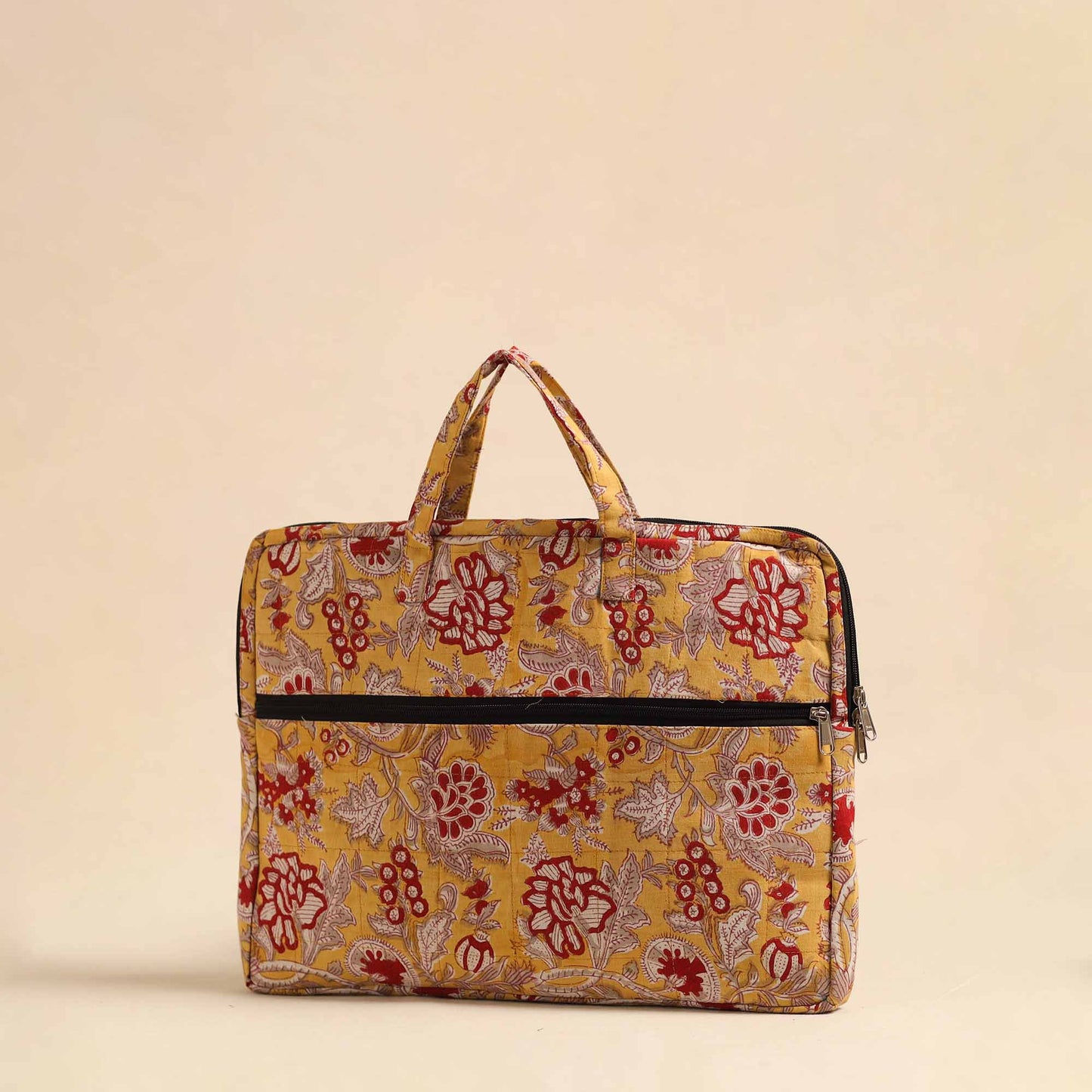 Yellow - Handmade Quilted Cotton Laptop Bag 11