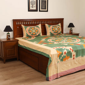Green - Pochampally Ikat Cotton Double Bedsheet Set (108 x 90 in) 16